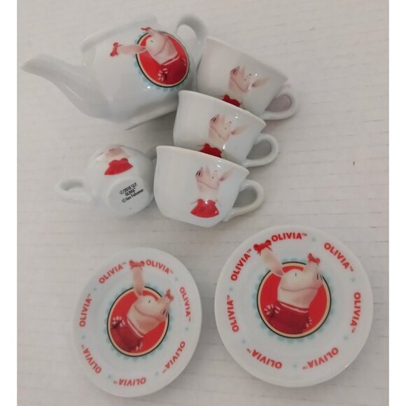 Olivia The Pig Porcelain Children Tea Set 2010 Ian Falconer Schylling Ceramic - Picture 7 of 7